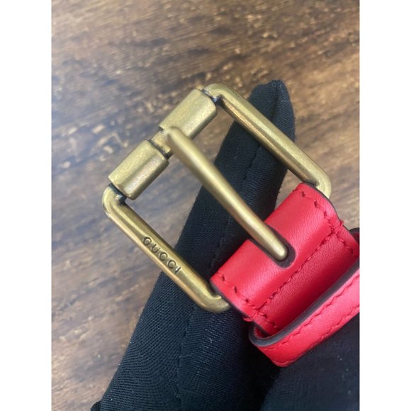 GUCCI BIT BELT 488939 RED & GOLD LEATHER NEW RED LEATHER BELT 110/44 main image 5